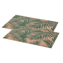 Foto van Set van 6x stuks rechthoekige placemats palm groen linnen mix 45 x 30 cm - placemats