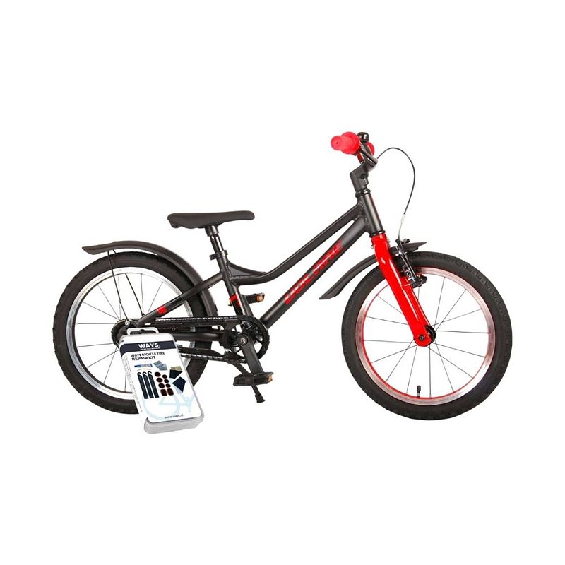 Foto van Volare kinderfiets blaster - 16 inch - zwart/rood - inclusief ways bandenplakset