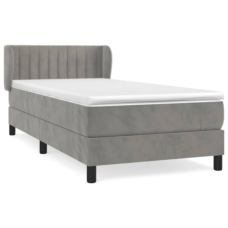 Foto van The living store boxspringbed - fluweel - 203 x 103 x 78/88 cm - pocketvering matras - middelharde ondersteuning -