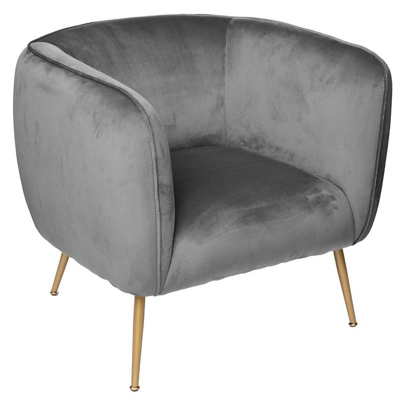 Foto van Casa di elturo velvet fauteuil bombi charcoal grijs met goudkleurige poten