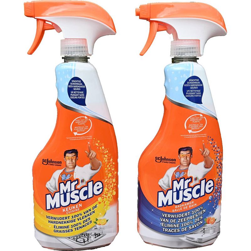 Foto van 1 x mr muscle badkamer reiniger + 1 x mr muscle keuken reiniger