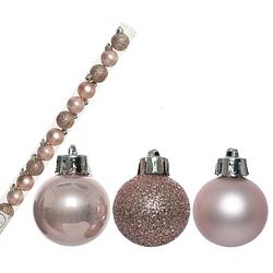 Foto van 14x stuks onbreekbare kunststof kerstballen blush roze 3 cm - kerstbal