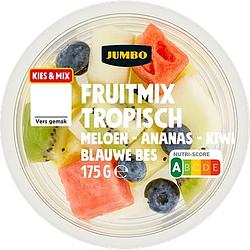 Foto van Jumbo fruitmix tropisch meloen ananas kiwi blauwe bes 175g aanbieding bij jumbo | 3 voor € 5,00