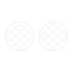 Foto van Krumble siliconen pannenonderzetter rond met schubben patroon - wit - set van 2
