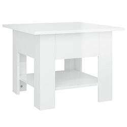 Foto van The living store salontafel wit - hoogglans - 55 x 55 x 42 cm - opbergschap