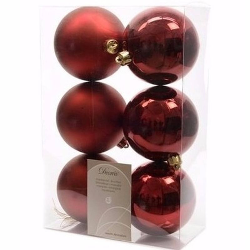 Foto van Cosy christmas kerstboom decoratie kerstballen donkerrood 6 stuks - kerstbal