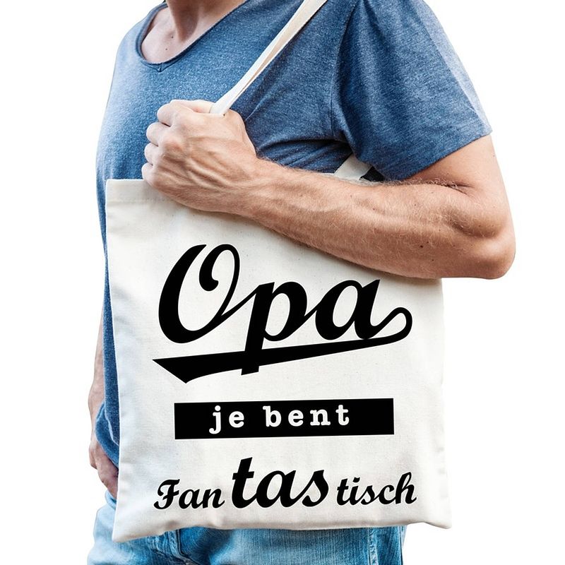 Foto van Cadeau tas voor opa van katoen - feest boodschappentassen