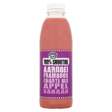 Foto van Fruity smoothie 100% smoothie aardbei framboos zwarte bes appel banaan 750ml bij jumbo