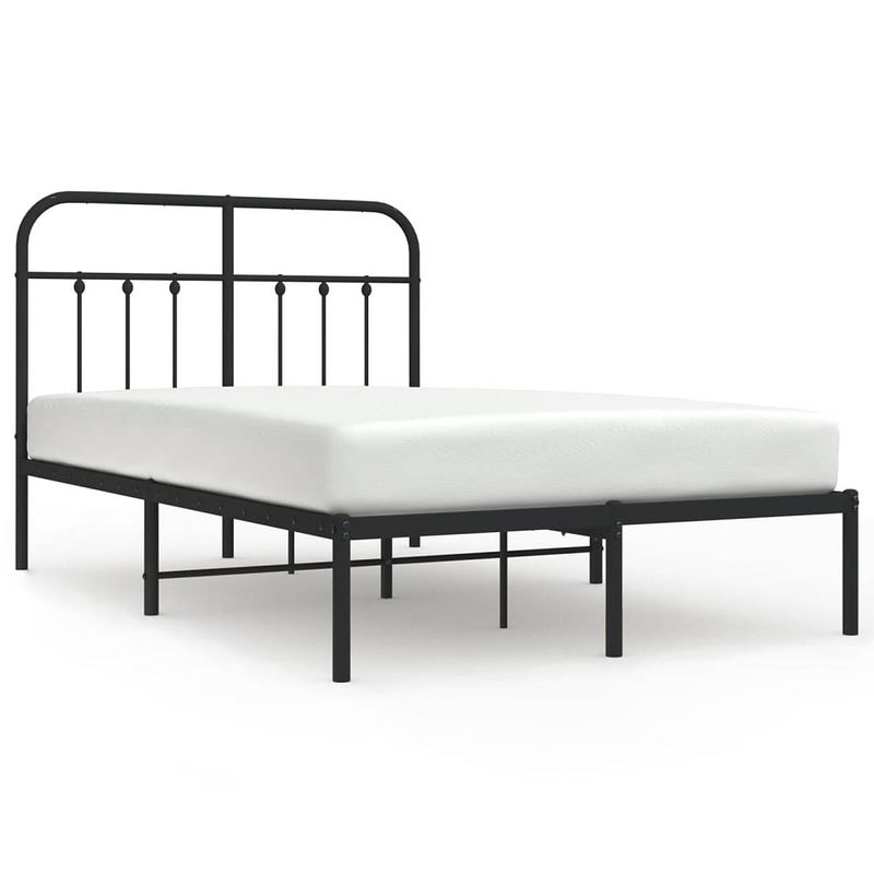 Foto van Vidaxl bedframe met hoofdbord metaal zwart 120x190 cm