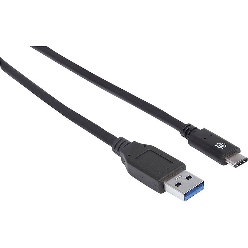 Foto van Manhattan usb-kabel usb 3.2 gen1 (usb 3.0 / usb 3.1 gen1) usb-a stekker, usb-c® stekker 1.00 m zwart ul gecertificeerd 353373