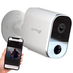 Foto van Gologi draadloze camera op accu - beveiligingscamera - nachtzicht - wifi camera - oplaadbaar - 32gb sd-kaart - wit