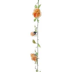 Foto van Louis maes kunstplant bloemenslinger rozen - zalmroze/groen - 225 cm - kunstbloemen - kunstplanten