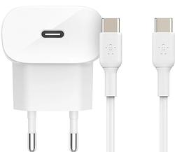 Foto van Belkin power delivery oplader 20w +  usb c kabel 2m kunststof wit