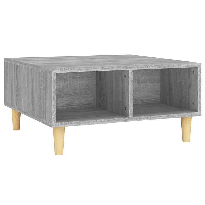 Foto van The living store salontafel - scandinavisch - opbergschappen - 60 x 60 x 30 cm - grijs sonoma eiken