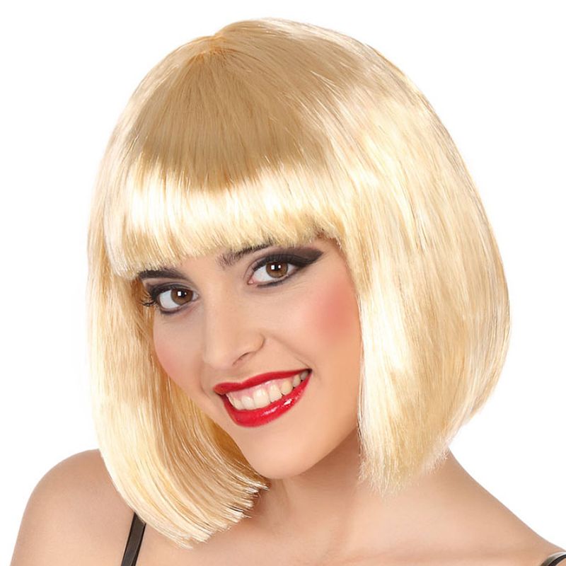 Foto van Atosa verkleedpruik voor dames half lang haar - blond - bob lijn - carnaval/party - verkleedpruiken