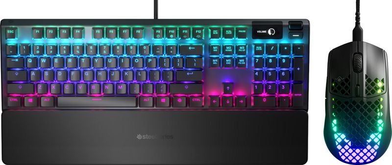 Foto van Steelseries apex 5 gaming toetsenbord qwerty + aerox 3 onyx gaming muis