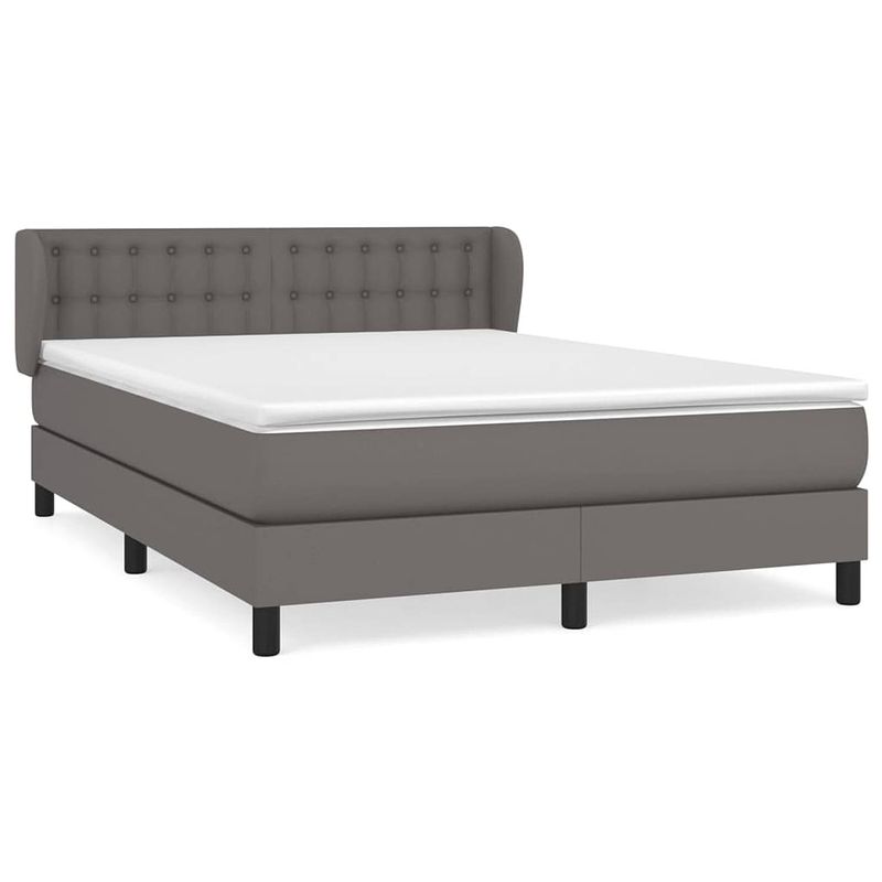 Foto van The living store boxspringbed - kunstleren bedframe - pocketvering matras - huidvriendelijk topmatras - grijs - 193 x