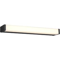 Foto van Led wandlamp - trion fabian - 6w - warm wit 3000k - spatwaterdicht ip44 - rechthoek - mat zwart - aluminium