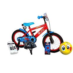 Foto van Volare kinderfiets spider-man - 14 inch - twee handremmen - inclusief fietshelm + accessoires