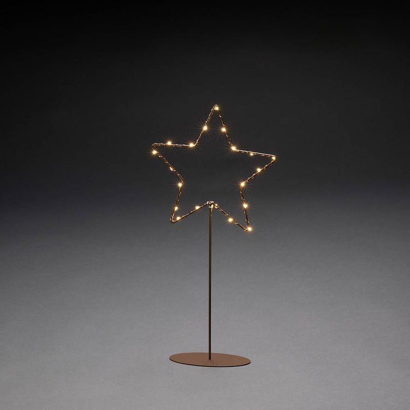 Foto van Konstsmide 1218-663 led-kerstster amber led koper standaard, schakelaar, timer