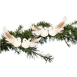 Foto van 4x kerstboomversiering glitter witte vogeltjes op clip 11 cm - kersthangers