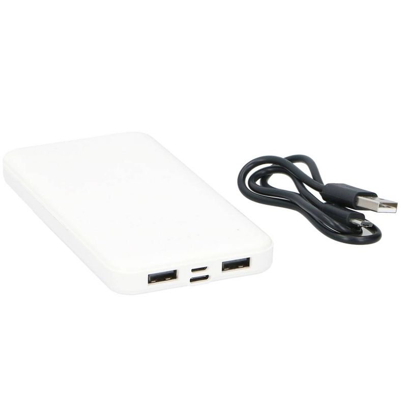 Foto van Grundig powerbank 10000 mah - micro usb/ usb c - 2 usb poorten - incl. kabel - wit