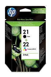 Foto van Hp 21+22 black/tri-colour multipack cartridge inkt