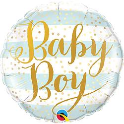 Foto van Folat folieballon baby boy 45 cm blauw/wit/goud