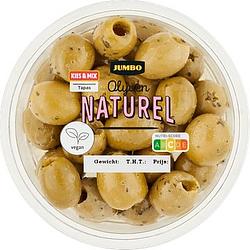 Foto van Jumbo groene olijven naturel 140g aanbieding bij jumbo | 3 voor 6.00