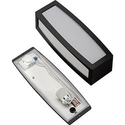 Foto van Slv meridian 230084 buitenlamp met bewegingsmelder (wand) spaarlamp, led e27 20 w zilver-grijs