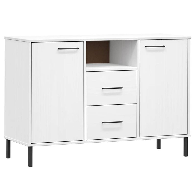 Foto van Vidaxl dressoir met metalen poten oslo 113x40x77 cm grenenhout wit