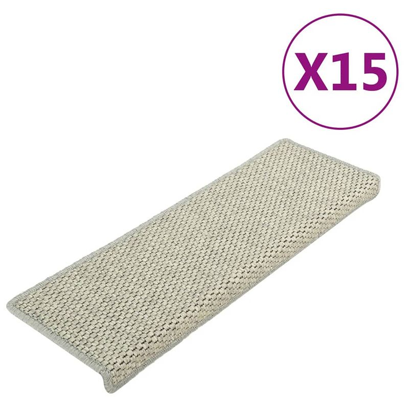 Foto van Vidaxl trapmatten zelfklevend 15 st sisal-look 65x21x4 cm grijs