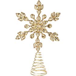 Foto van Christmas decoration piek - ster vorm - goud met steentjes - 23 cm - kerstboompieken