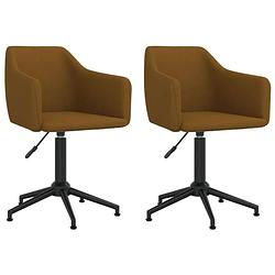 Foto van The living store eetkamerstoelen - bruin - 55 x 51 cm - 360 graden draaibaar