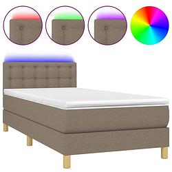 Foto van The living store boxspring bed - led - pocketvering matras - huidvriendelijk topmatras - taupe - 193x90x78/88 cm