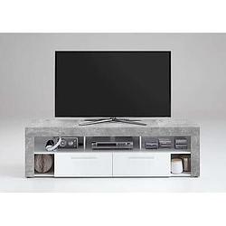 Foto van Tv-meubel leiston - betonkleur/wit - 52,8x180x41,3 cm - leen bakker