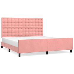 Foto van Vidaxl bedframe met hoofdeinde fluweel roze 160x200 cm