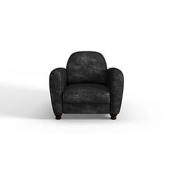 Foto van Teetan club fauteuil - zwarte stof met verouderd effect - l 89 x d 81 x h 77 cm - ikainen