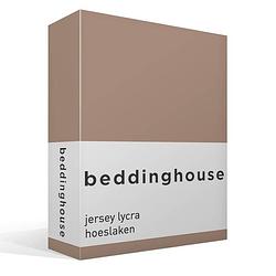 Foto van Beddinghouse jersey lycra hoeslaken - 95% gebreide jersey katoen - 5% lycra - 2-persoons (140/160x200/220 cm) - taupe