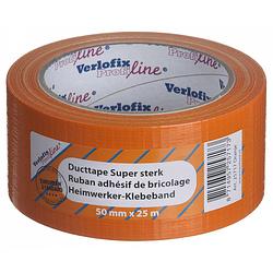 Foto van Verlofix duct tape supersterk 50 mm x 25 m pvc oranje
