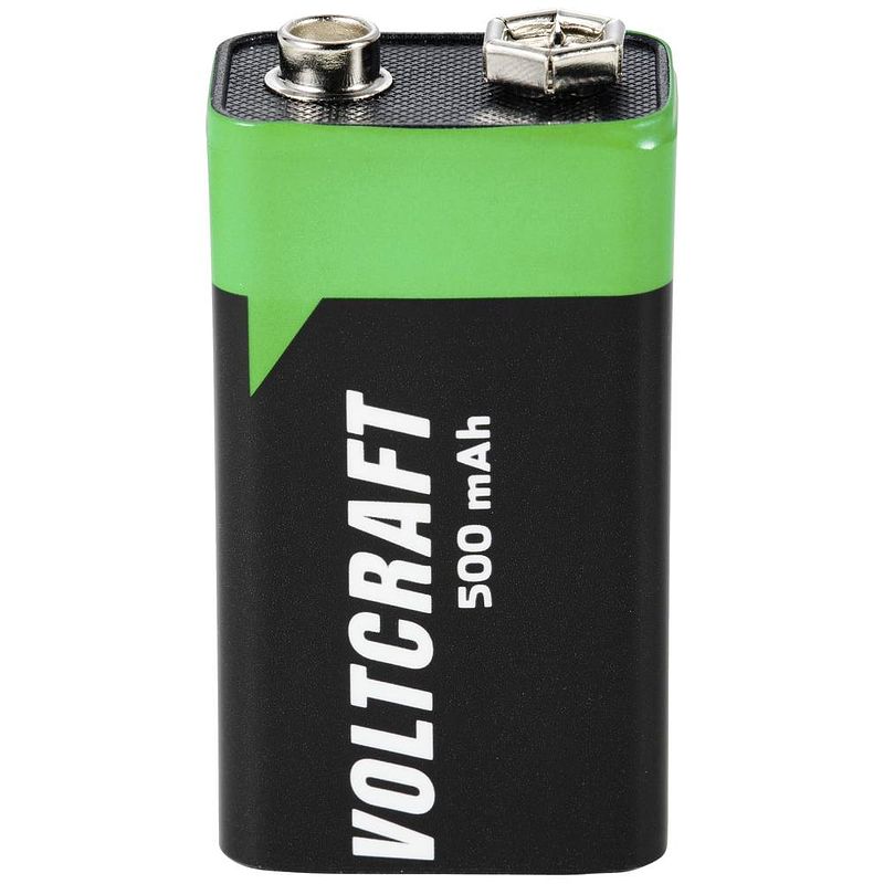 Foto van Voltcraft oplaadbare 9v batterij (blok) 6lr61 li-ion 7.4 v 500 mah 1 stuk(s)