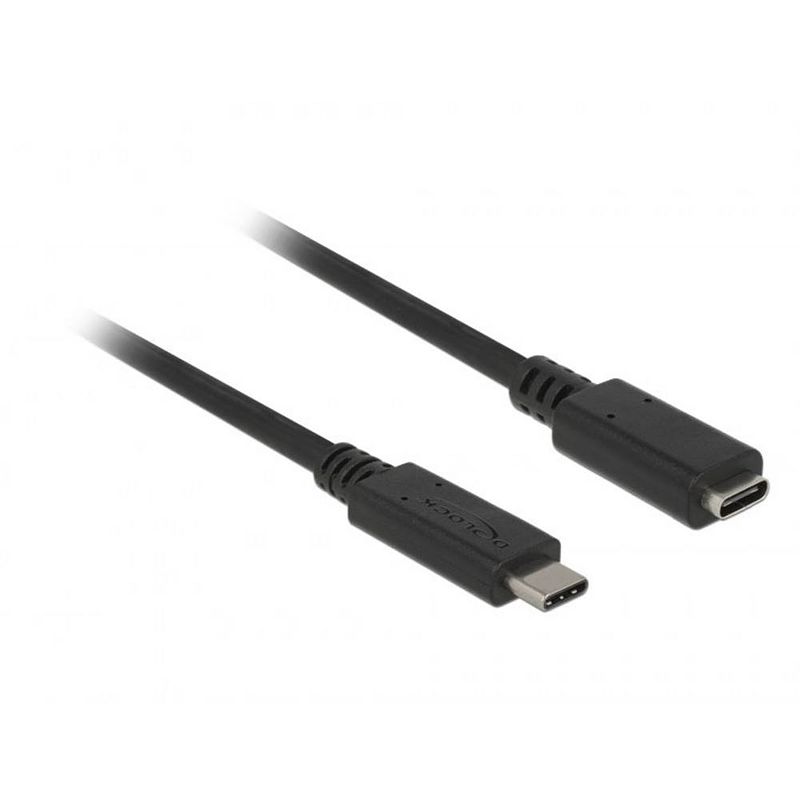 Foto van Delock usb-kabel usb 3.2 gen1 (usb 3.0 / usb 3.1 gen1) usb-c® stekker, usb-c® bus 1.50 m zwart 85534