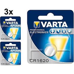 Foto van 3 stuks - varta professional electronics cr1620 6620 70mah 3v knoopcelbatterij