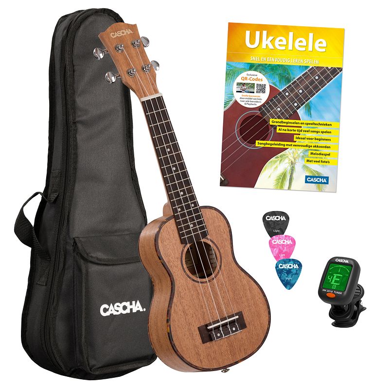 Foto van Cascha hh 2027 nl premium mahogany sopraan ukelele set (nl)