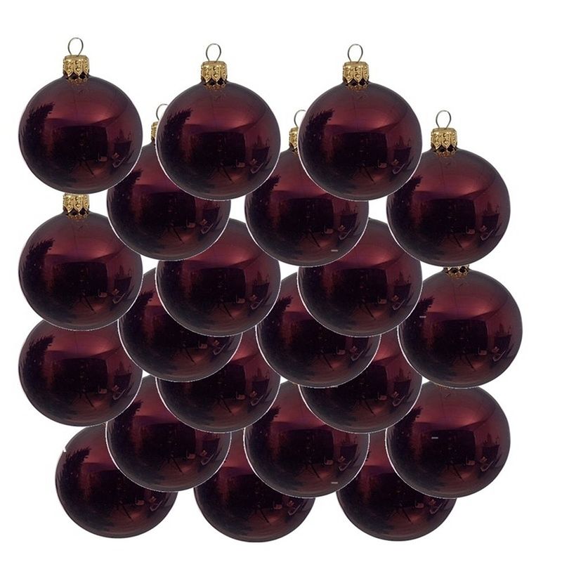 Foto van 18x glazen kerstballen glans donkerrood 8 cm kerstboom versiering/decoratie - kerstbal