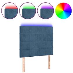 Foto van Vidaxl hoofdbord led 100x5x118/128 cm fluweel donkerblauw