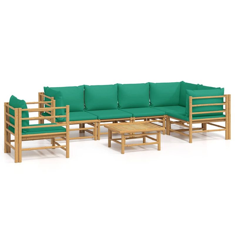 Foto van Vidaxl 7-delige loungeset met kussens bamboe groen