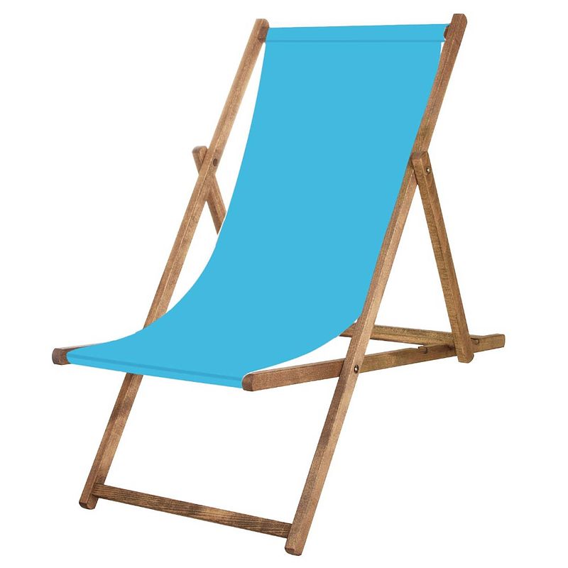 Foto van Houten ligstoel strandstoel ligstoel verstelbaar beukenhout handgemaakt blauw