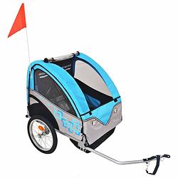 Foto van Vidaxl fietskar voor kinderen 30 kg grijs en blauw