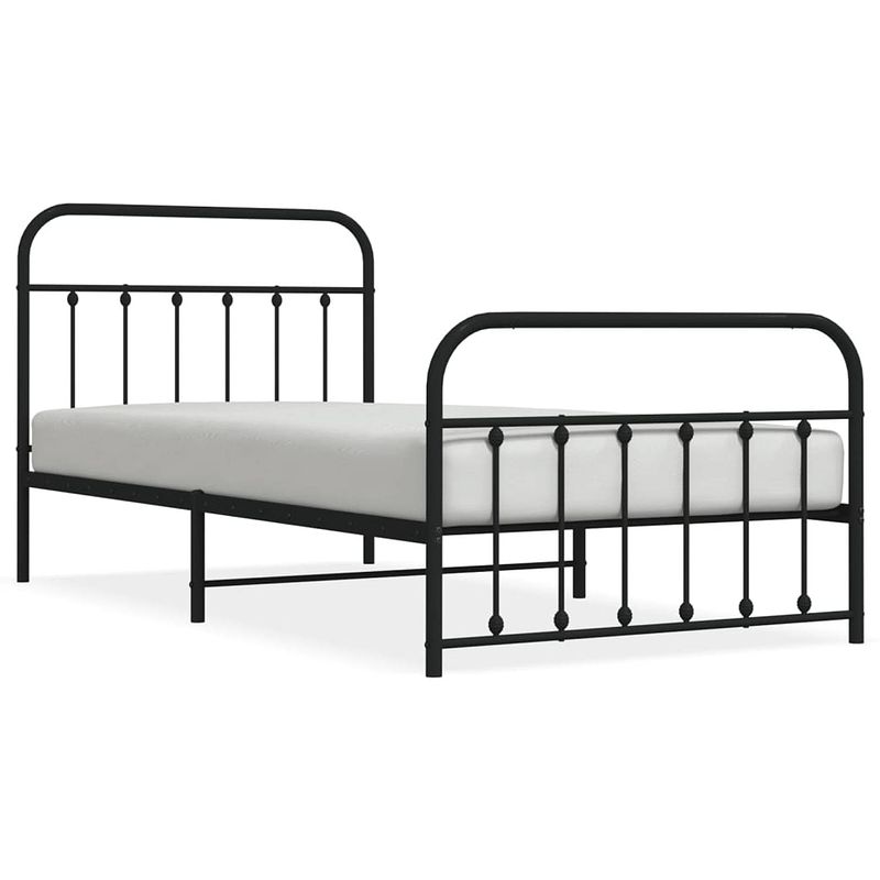 Foto van The living store bedframe classic - metaal - 207 x 112 x 100 cm - zwart